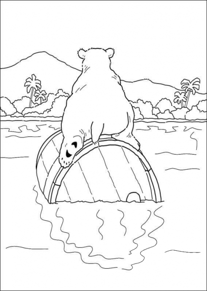 Polar Bear Lars Is Sitting On The Crock  coloring page image