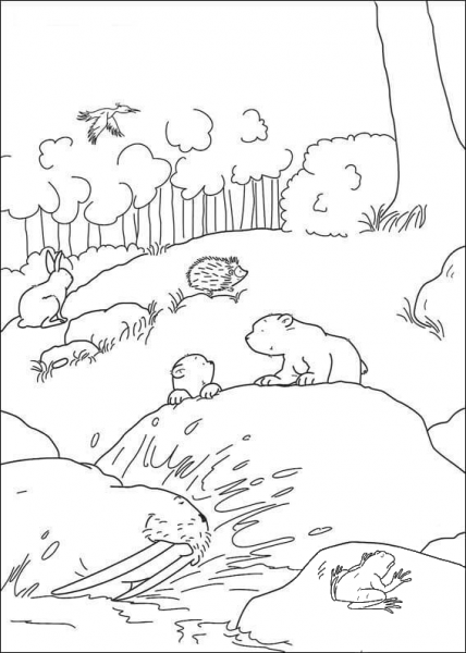 Polar Bears Are Playing coloring page image
