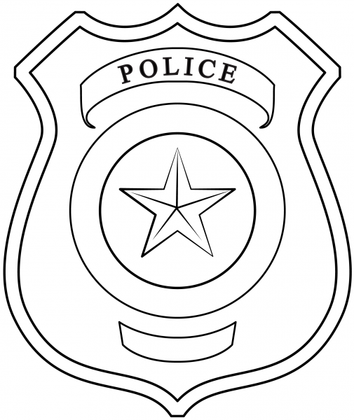 Police Badge coloring page image