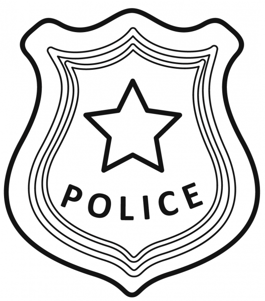 Police Badge coloring page image
