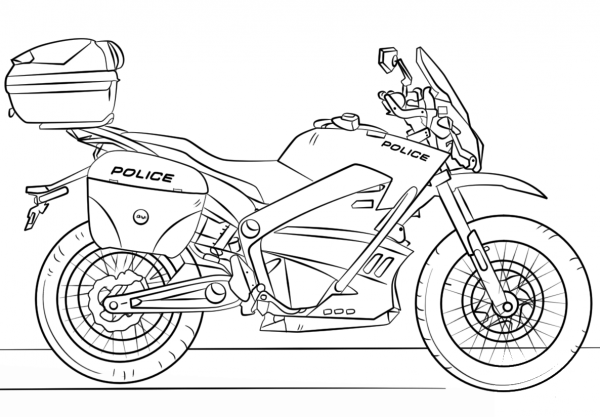 Police Motorcycle coloring page image