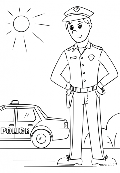Police Officer coloring page image