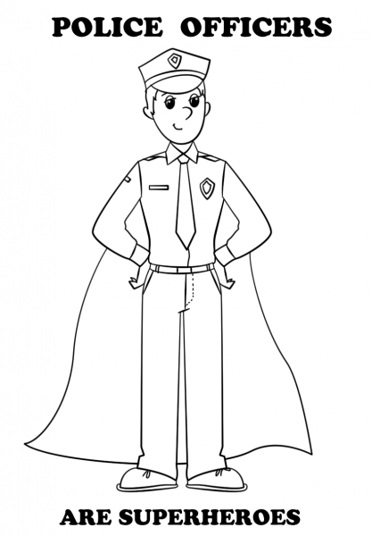 Police Officers are Superheroes coloring page image
