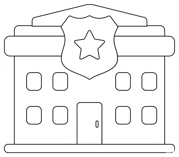 Police Station coloring page image