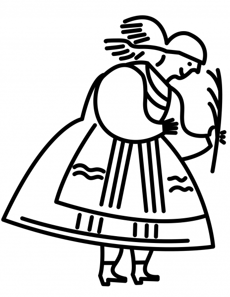 Polish Woman in Traditional Folk Dress coloring page image