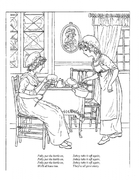 Polly Put the Kettle On  coloring page image