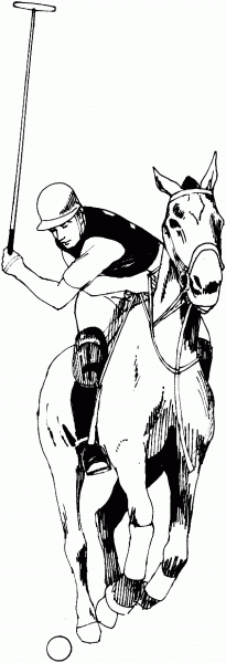 Polo Player Hitting the Ball coloring page image