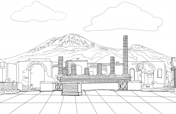 Pompeii coloring page image