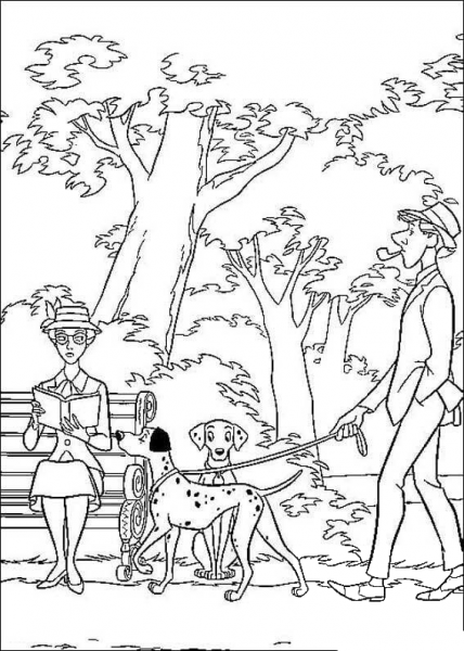 Pongo And Perdita meeting coloring page image