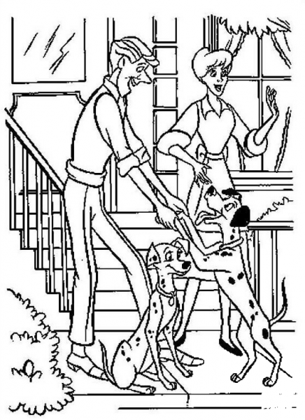 Pongo, Perdita And Their Owners coloring page image