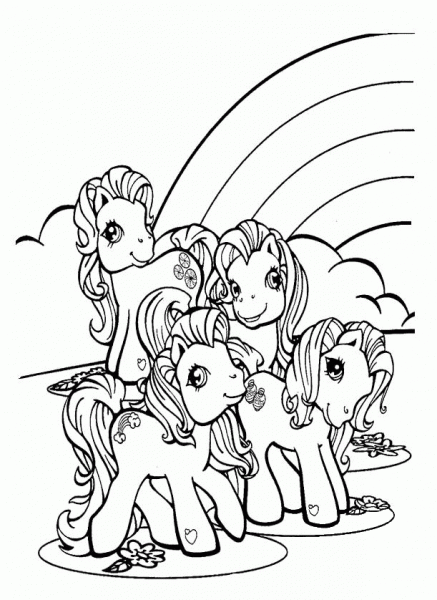 Ponies  coloring page image