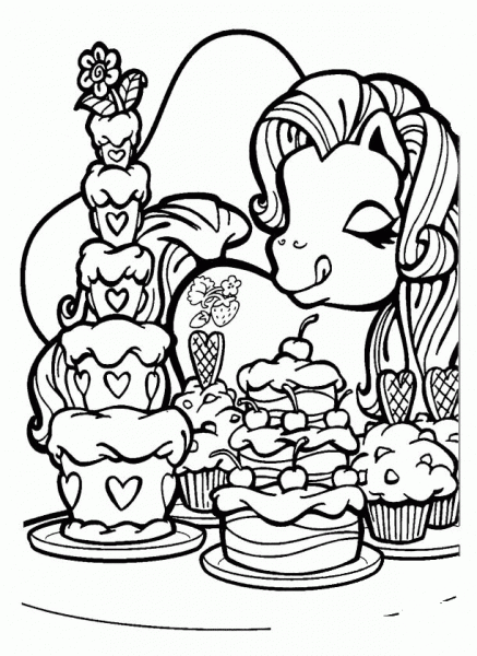 Pony Likes Sweets  coloring page image