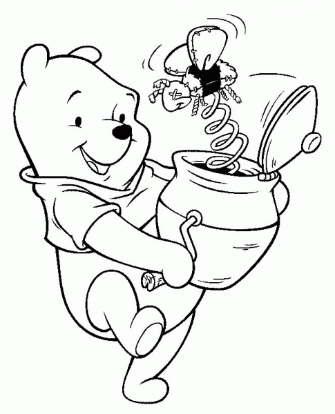 Pooh And Bee toy coloring page image