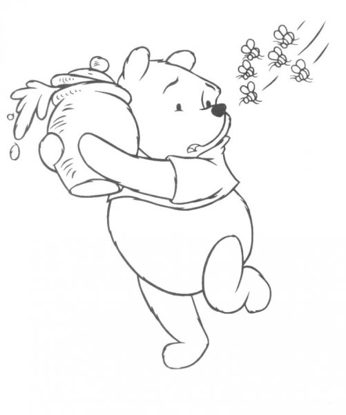 Pooh And Bees  coloring page image