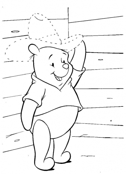 Pooh And dot to dot Hat  coloring page image
