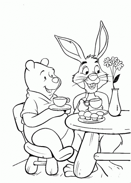 Pooh And Rabbit  coloring page image