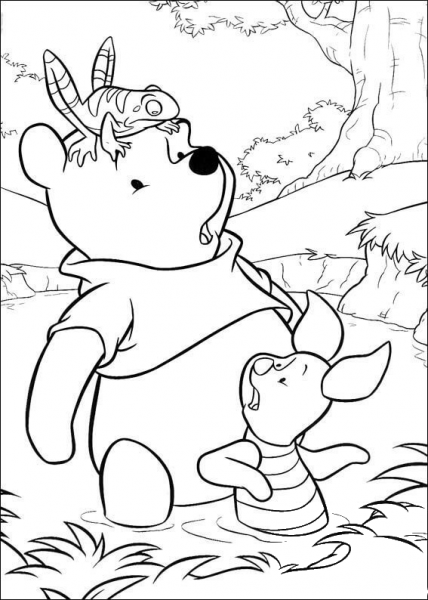Pooh, Frog And Piglet  coloring page image