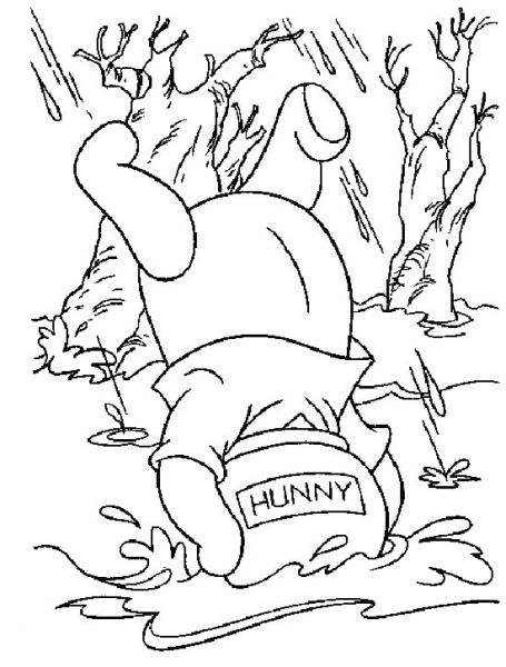 Pooh in a honey jar coloring page image