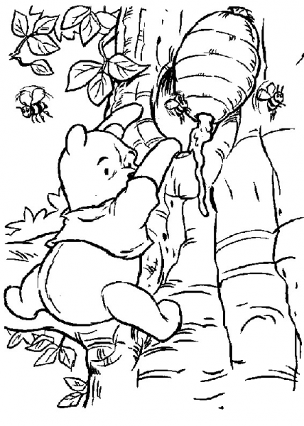 Pooh Is Taking Some Honey  coloring page image