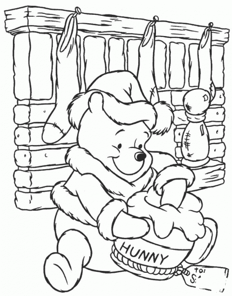 Pooh Takes Some Honey  coloring page image