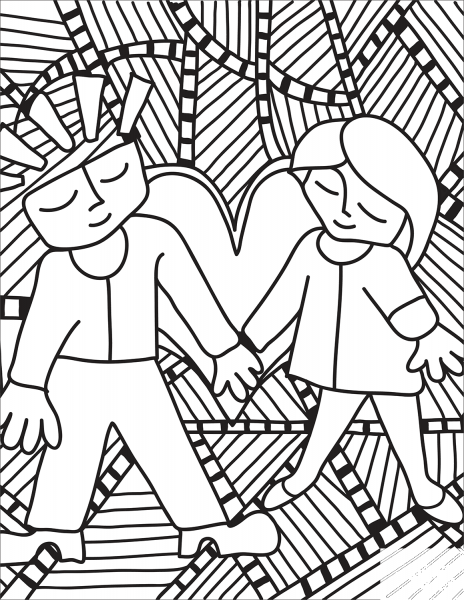 Pop Art Couple coloring page image