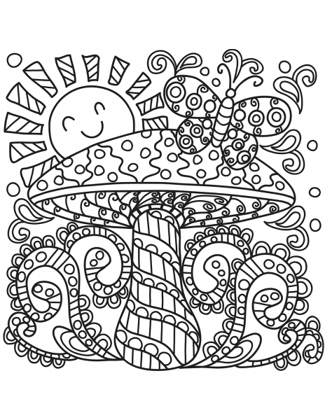 Pop Art Mushroom coloring page image