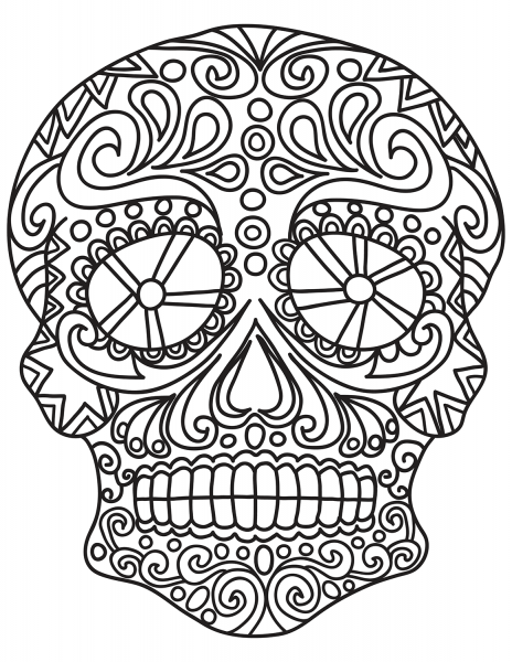 Pop Art Sugar Skull coloring page image
