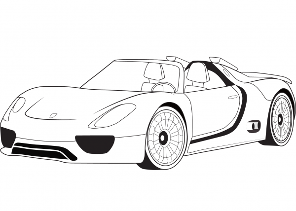 Porsche 918 Spyder Concept Car coloring page image
