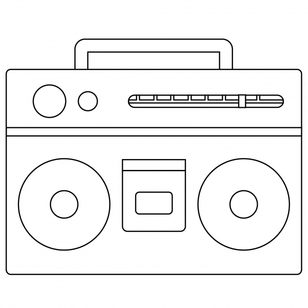 Portable Stereo Emoji coloring page image