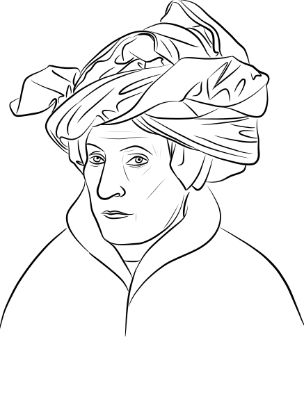 Portrait of a Man by Jan Van Eyck coloring page image
