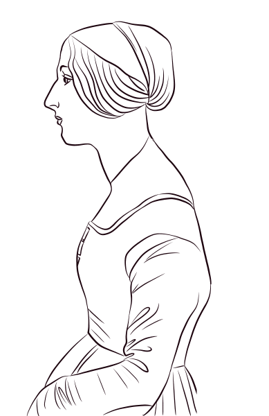 Portrait of a Young Woman by Sandro Botticelli coloring page image