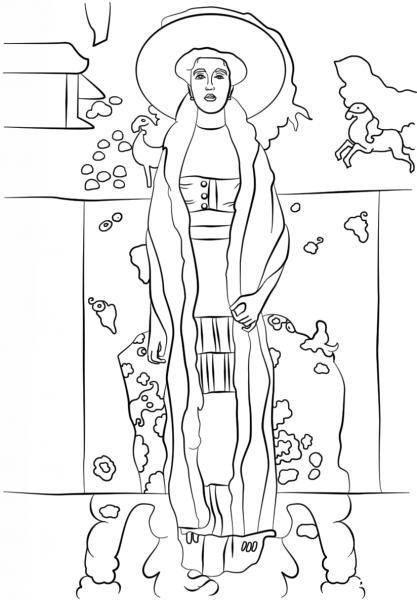 Portrait of Adele Bloch Bauer II by Gustav Klimt coloring page image
