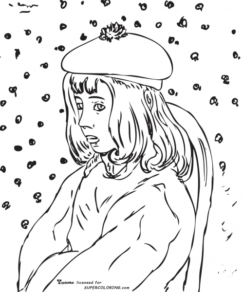 Portrait of Felix Pissarro by Camille Pissarro coloring page image