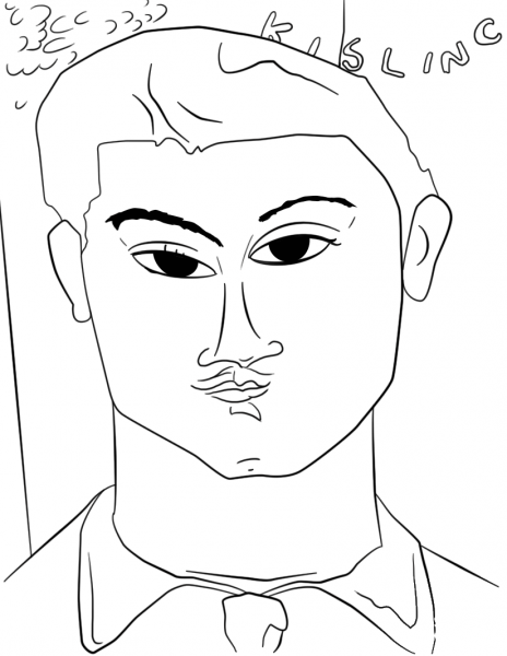 Portrait of Moise Kisling by Amedeo Modigliani coloring page image