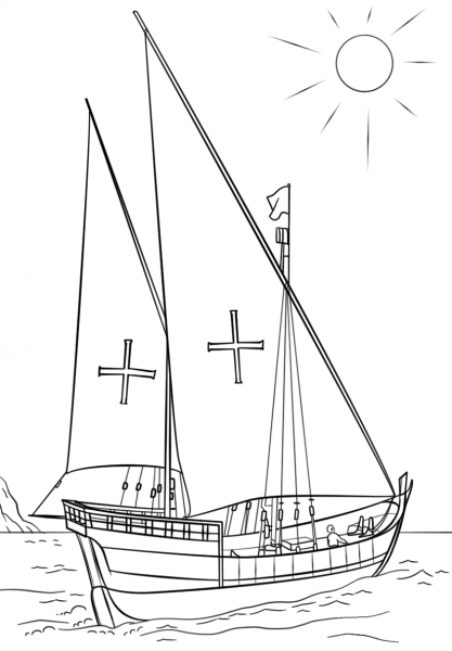 Portuguese Caravel coloring page image