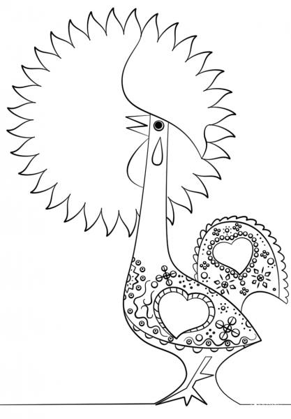 Portuguese Rooster coloring page image