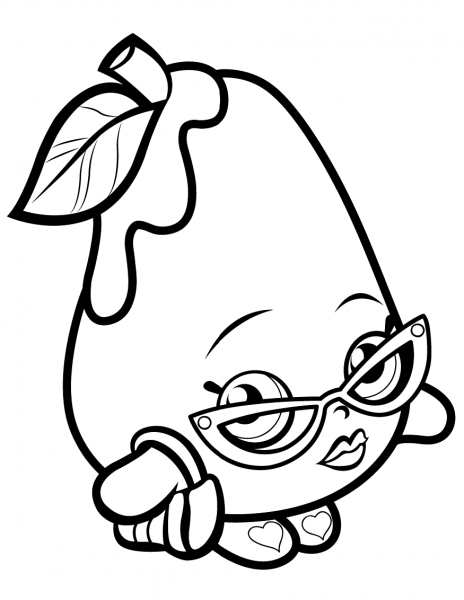 Posh Pear Shopkin coloring page image