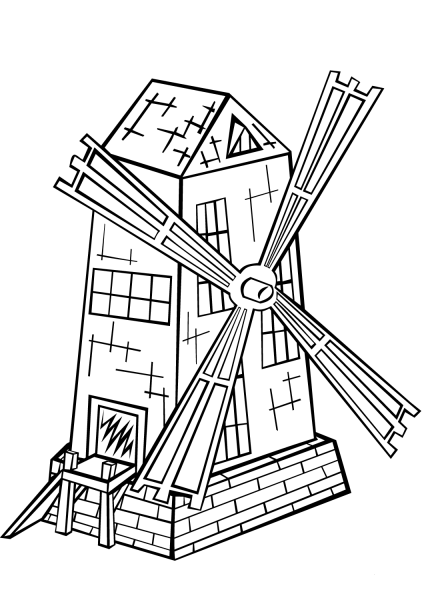 Post Mill coloring page image