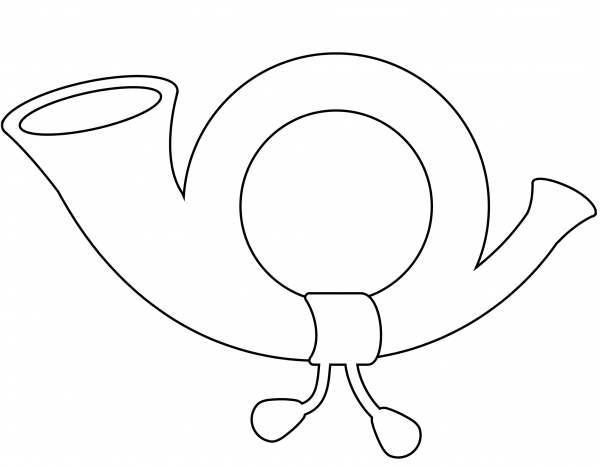 Postal Horn Emoji coloring page image