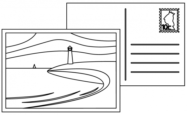 Postcard coloring page image