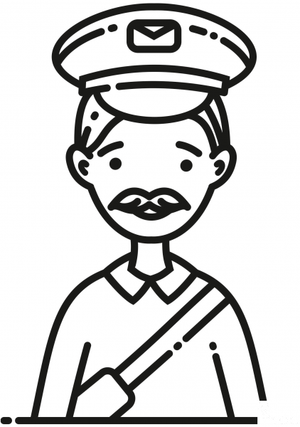 Postman coloring page image