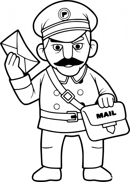 Postman coloring page image