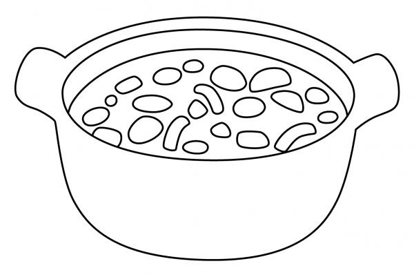 Pot of Food Emoji coloring page image