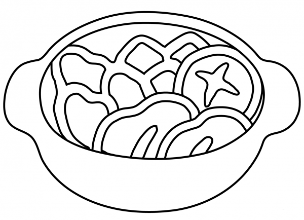 Pot of Food Emoji coloring page image