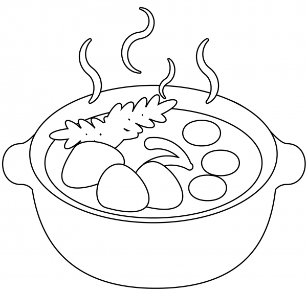 Pot of Food Emoji coloring page image
