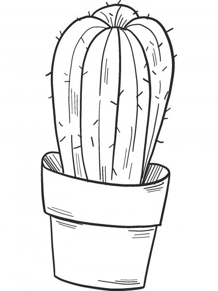 Potted Cactus coloring page image