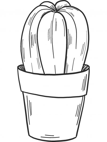Potted Cactus coloring page image