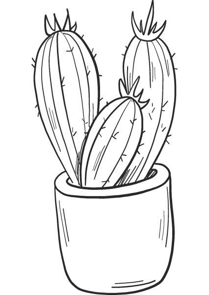 Potted Cactus coloring page image