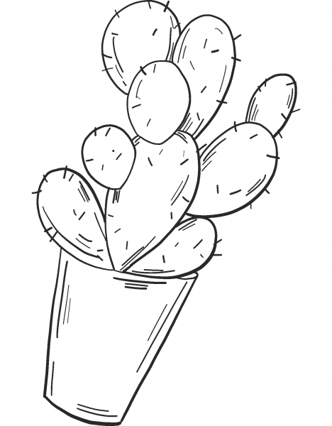 Potted Cactus coloring page image