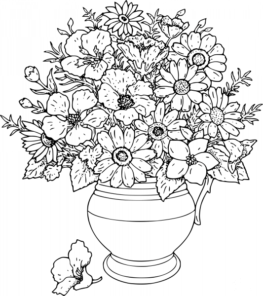 Potted Flowers coloring page image
